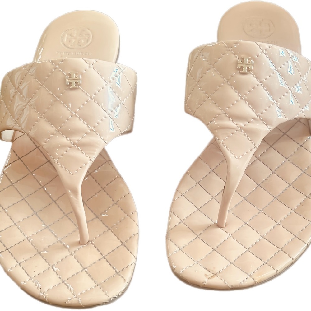 Tory Burch Quilted Cream Sandals